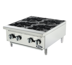 Atosa ACHP-4 24-inch four-burner countertop gas hot plate in stainless steel, front view