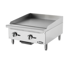 Atosa ATMG-24 24-inch gas countertop griddle in stainless steel, front view