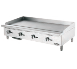 Atosa ATMG-48 48-inch manual gas countertop griddle in stainless steel, front view