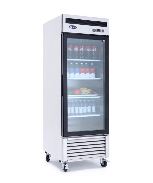 Atosa MCF8705GR 1-door glass merchandiser refrigerator in stainless steel, front view