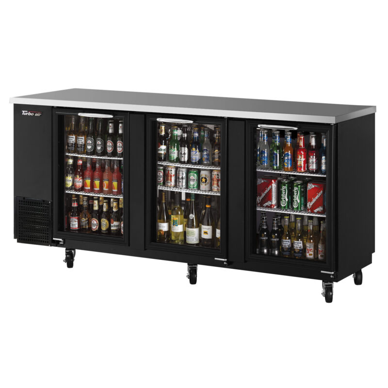 Turbo Air TBB-24-72SGD-N 3-Glass-Door Narrow Back Bar Cooler