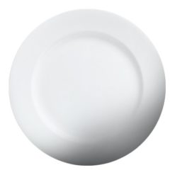Cameo China 210-81 Imperial White rim plate in white vitrified ceramic, top view