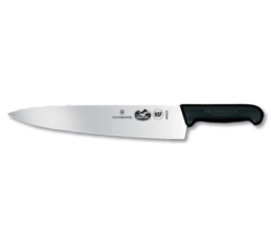 Victorinox 5.2003.31 Fibrox Pro 12-inch chef knife with black slip-resistant handle, side view