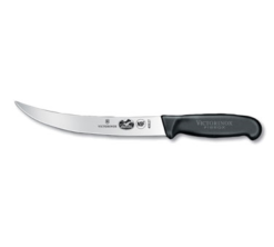 Victorinox 5.7203.20 8-inch curved breaking knife in black Fibrox Pro handle, full side view