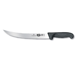 Victorinox 5.7203.25 10-inch curved breaking knife in black Fibrox handle, side view