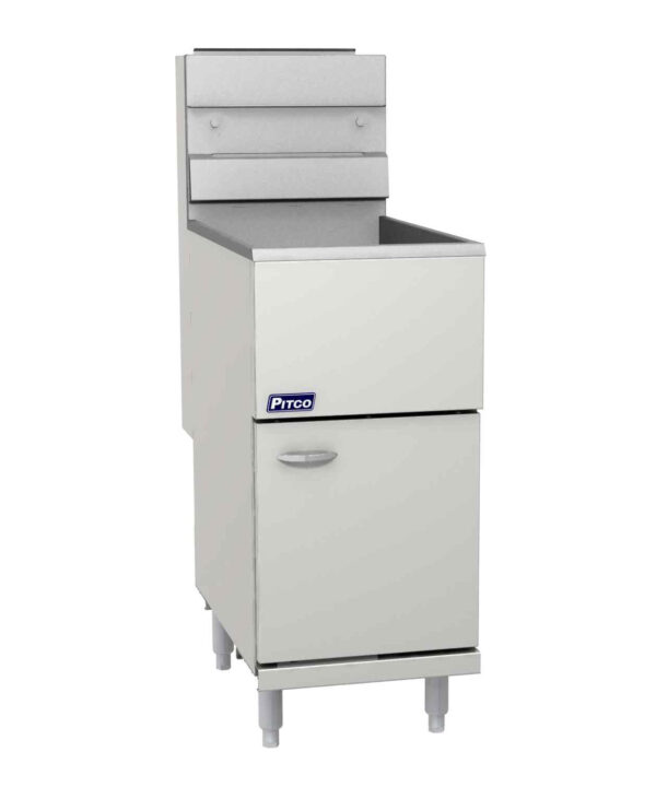 Pitco SG14-S Solstice gas floor fryer in stainless steel, front view