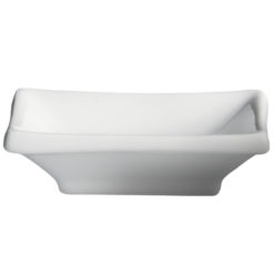 Cameo China 710-41 rectangular sauce dish in white, top angle view