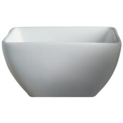 Cameo China 710-74 38 oz square china bowl in white, angled view
