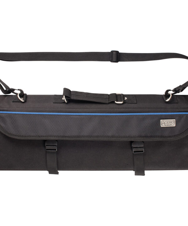 Winco KBG-11 11-compartment knife bag in black polyester, front view
