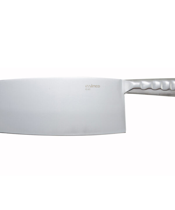 Winco KC-401 Chinese cleaver in stainless steel, side view