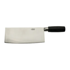 Winco KC-601 8-inch Chinese cleaver knife with round black POM handle, side view