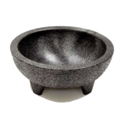 Winco PMSB-4 molcajete salsa bowl in black polypropylene, 4-pack set view