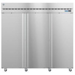 Hoshizaki R3A-FS 3-section reach-in refrigerator in stainless steel, front view with three solid doors closed