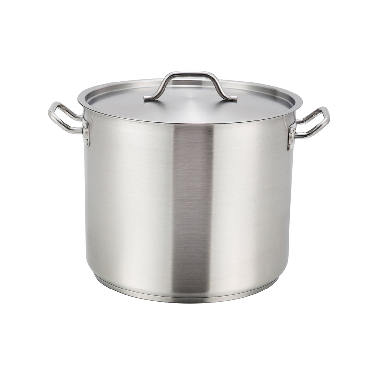 Winco SST-32 32 Qt Stainless Steel Induction Stock Pot with Cover