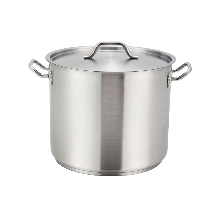 Winco SST-80 80 qt Stainless Steel Induction Stock Pot with Cover
