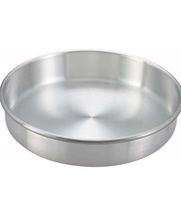 Winco ACP-103 10-inch round aluminum layer cake pan, angled view