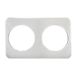 Winco ADP-808 2-hole steam table adapter plate in stainless steel, top view