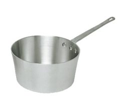 Winco ASP-2 2-1/2 qt tapered aluminum sauce pan in natural finish, side view