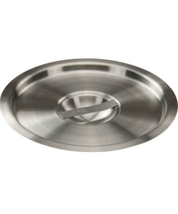 Winco BAMC-6 stainless steel bain marie cover in mirror stainless, top view