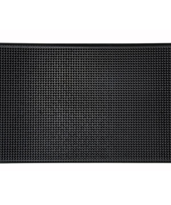 Winco BM-1812K rubber bar service mat in black, top view