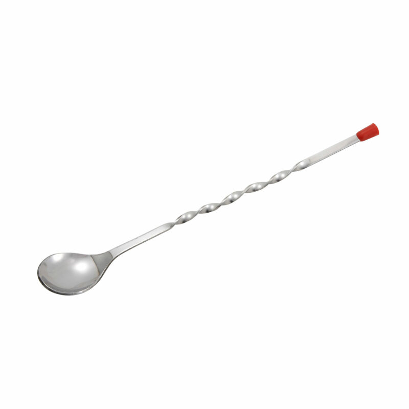 Winco BPS-11 11" Stainless Steel Bar Spoon with Red Knob