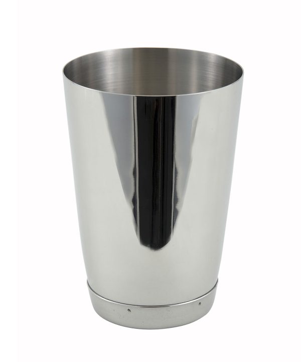 Winco BS-15 stainless steel bar shaker cup in mirror finish, front view