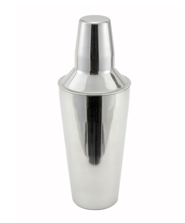 Winco BS-3P 28 oz 3-piece cocktail shaker set in stainless steel, full set view