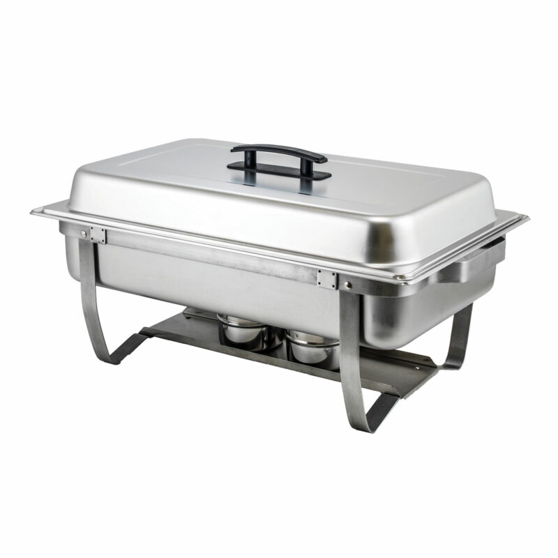 Winco C-4080 8 Qt. Full-Size Stainless Steel Chafer with Folding Frame