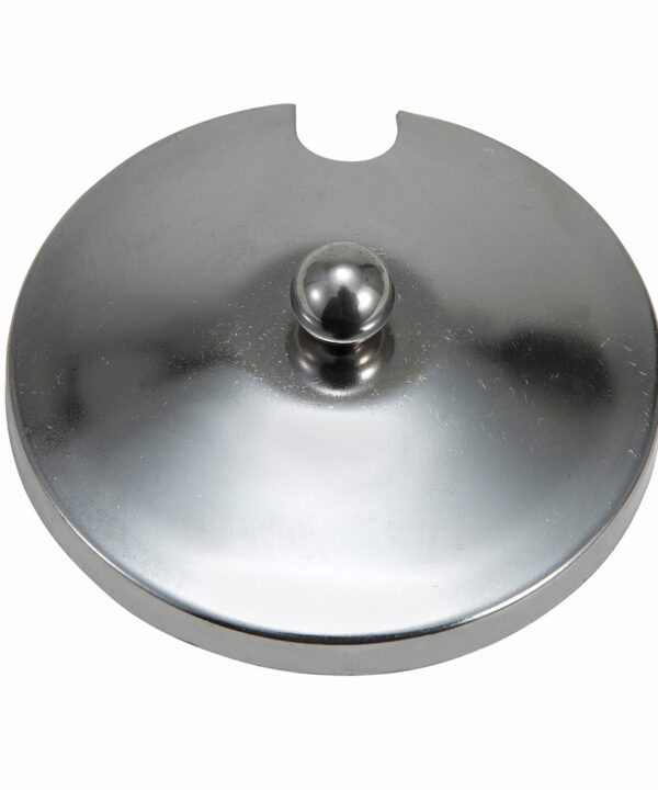 Winco CJ-2C slotted condiment jar cover in stainless steel, top view