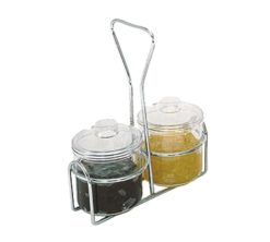 Thunder Group PLCJ007 7 oz clear plastic condiment jar with lid, front view