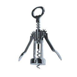 Winco CO-501 wing-type corkscrew with cap lifter in chrome finish, front view