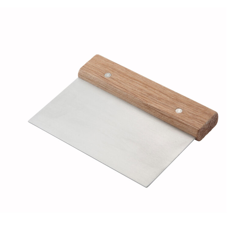 Winco DSC-3 Stainless Steel Dough Scraper w/ Wooden Handle - (6" Long)