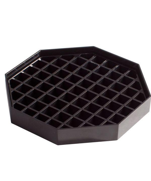 Winco DT-60 6" octagon drip tray in black, top view