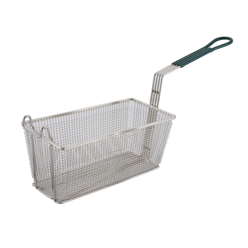 Winco FB-30 Fry Basket, Nickel-Plated with Green Handle