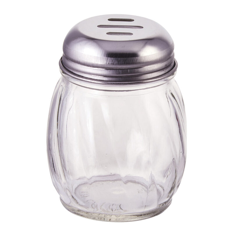 Winco G-108 Glass Cheese Shaker, 6 oz. Slotted Chrome Top