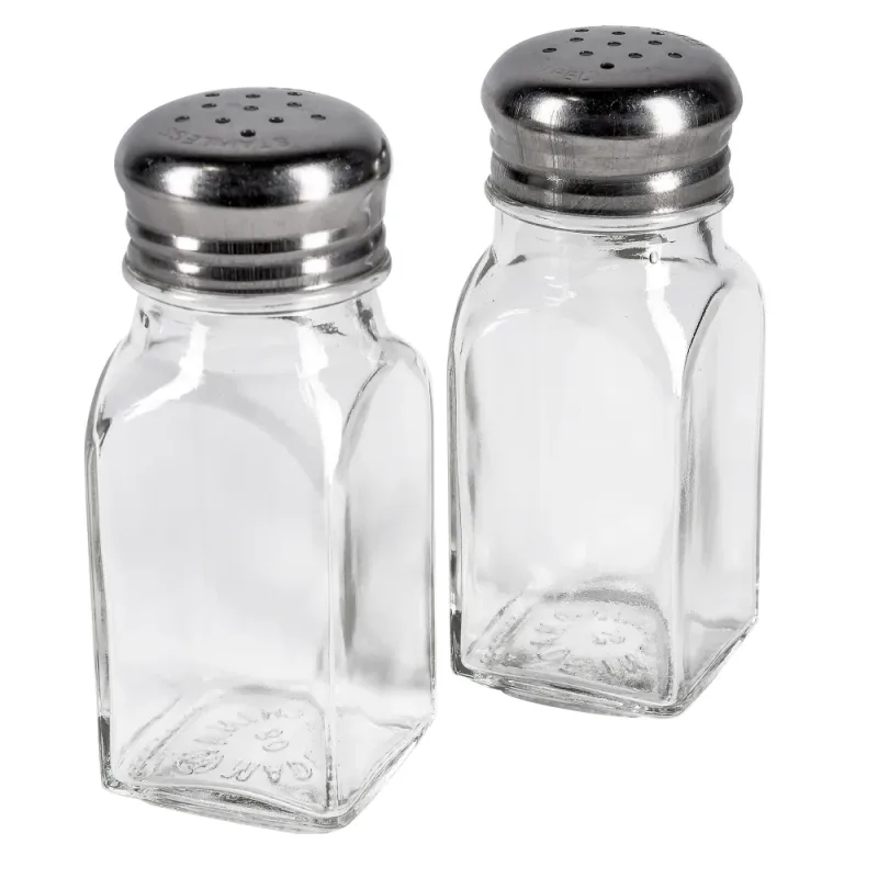 Winco G-109 Square Glass Salt and Pepper Shaker, 2 oz (Dozen)