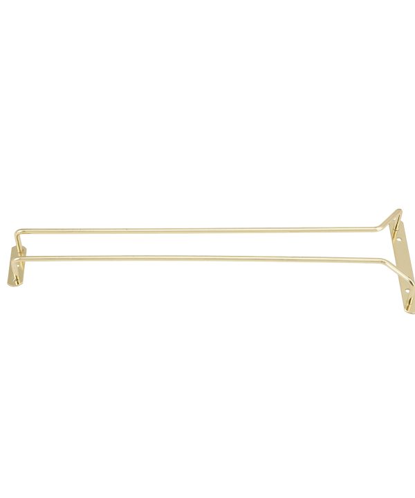 Winco GH-16 single-channel wire glass hanger rack in brass-plated finish, side view