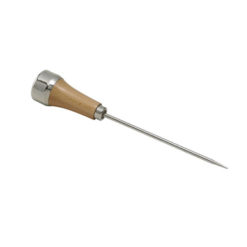 Winco ICH-1 ice pick in nickeled steel with wood handle, side view