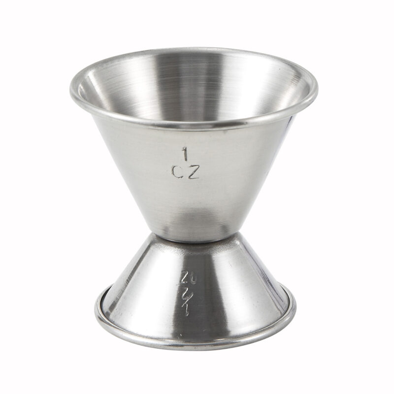 Winco J-1 Double Cocktail Jigger, 1/2 oz x 1 oz Stainless Steel