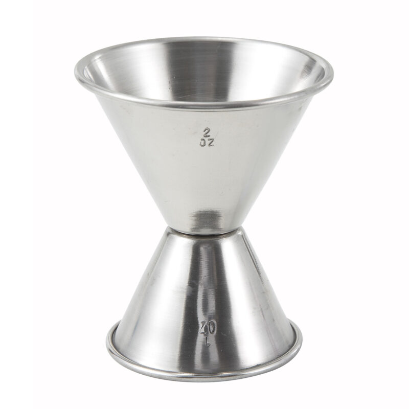Winco J-5 Double Jigger, 1 oz. x 2 oz. Stainless Steel