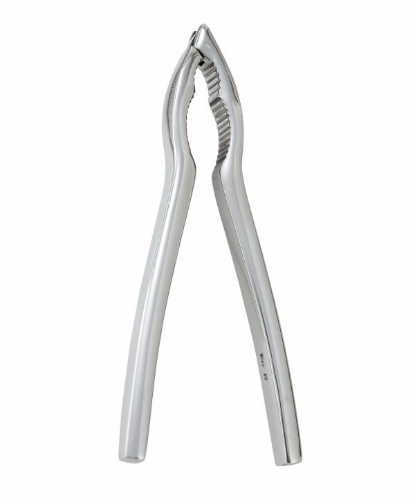 Winco LC-01 double-jaw lobster cracker in stainless steel, full view