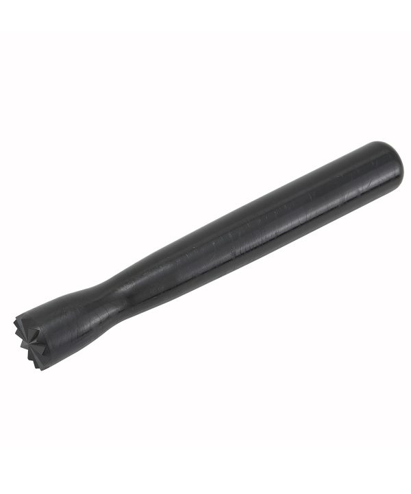 Winco PBM-8T bar muddler in black polycarbonate with triangular head, full view
