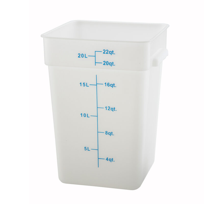 Winco PESC-22 22 Qt. White Square Food Storage Container