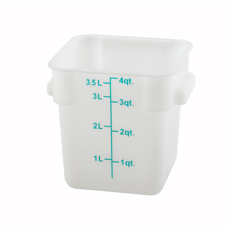 Winco PESC-4 4 Qt. Square Food Storage Container, White