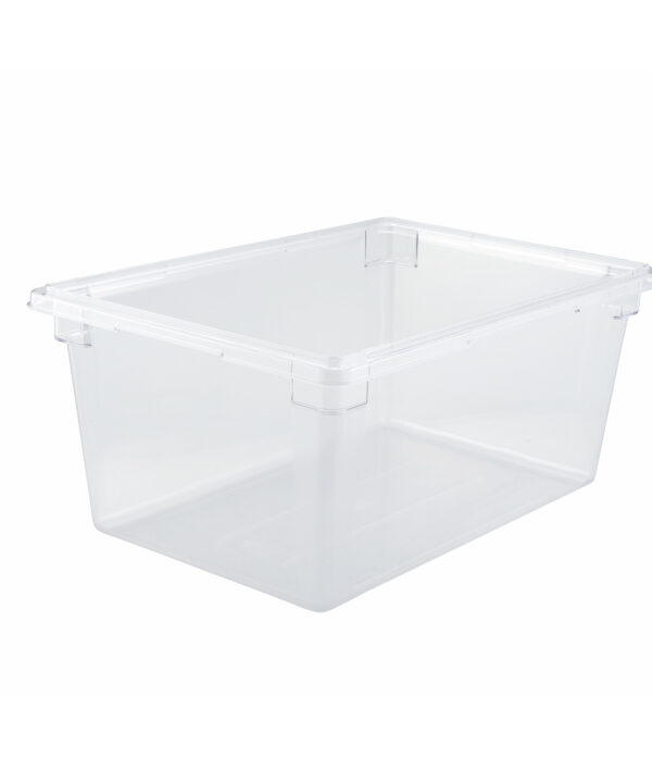 Winco PFSF-12 17-gallon polycarbonate food storage box in clear, full front view