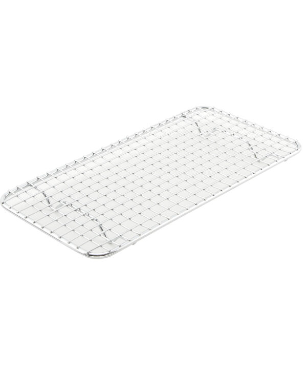 Winco PGW-510 third-size wire pan grate in chrome-plated stainless steel, top view