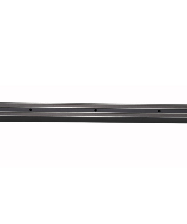 Winco PMB-18 18-inch magnetic knife bar with black plastic base, front view