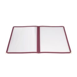 Winco PMCD-9U double-fold menu cover in burgundy, front view