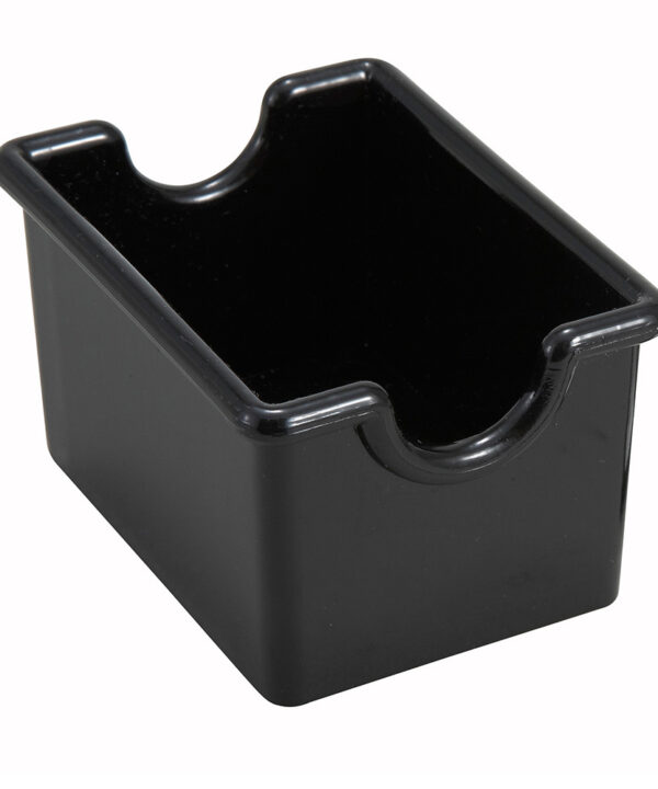 Winco PPH-1K sugar packet holder in black plastic, front view