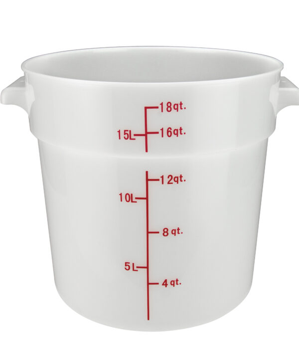Winco PPRC-18W 18 qt round food storage container in white, front view